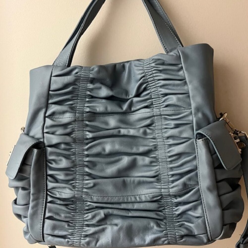 Unique Blue Ruffled Leather Donald Pliner
